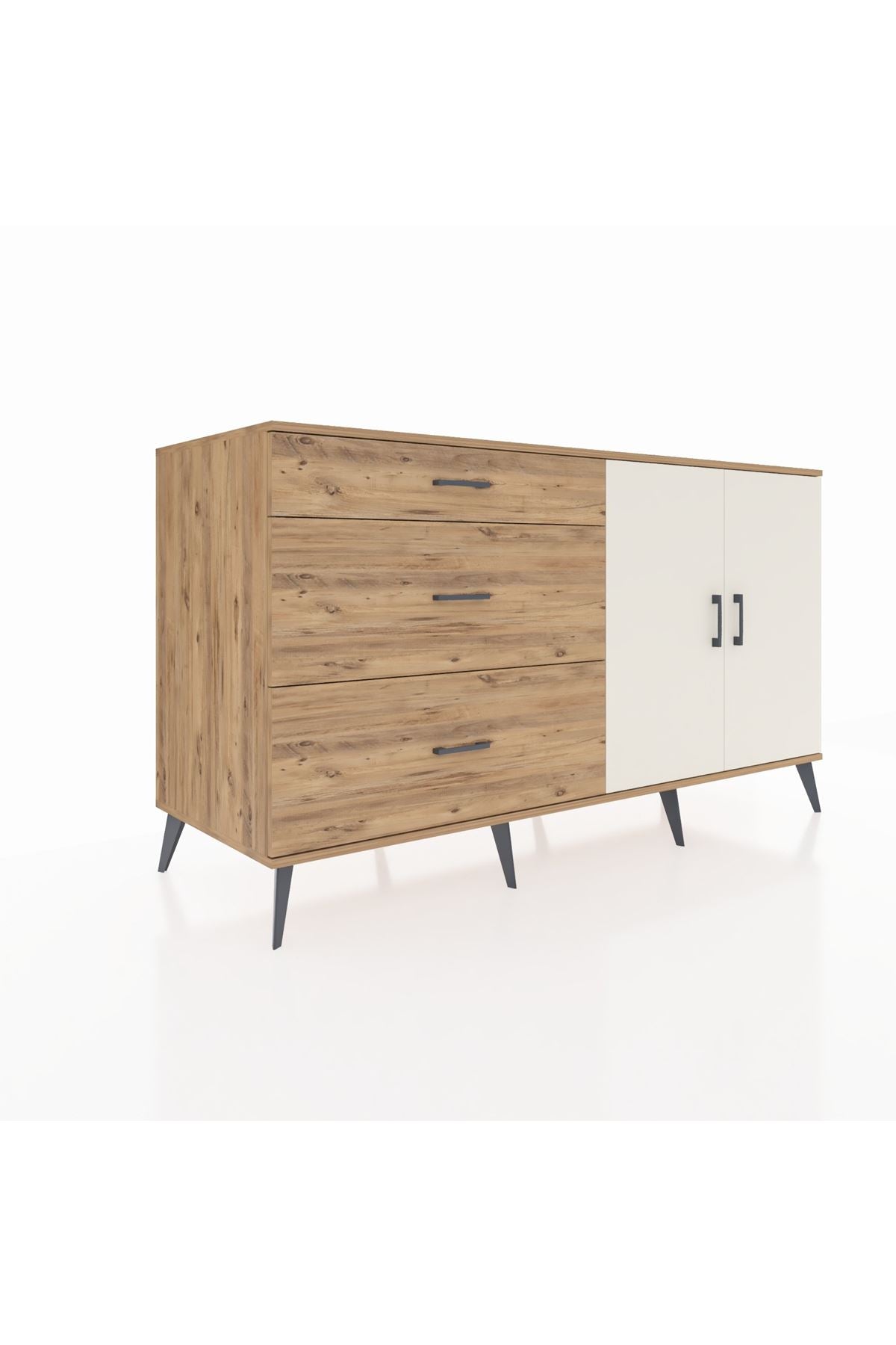 Kronos Konsol 2 Raflı 3 Çekmeceli 2 Kapaklı 176x59x99 Çam-Aytaşı/Çam