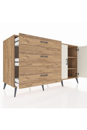 Kronos Konsol 2 Raflı 3 Çekmeceli 2 Kapaklı 176x59x99 Çam-Aytaşı/Çam