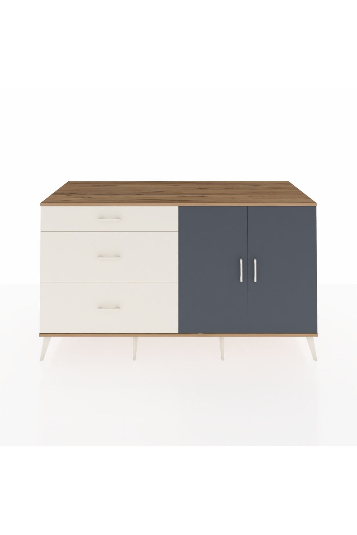 Kronos Konsol 2 Raflı 3 Çekmeceli 2 Kapaklı 176x59x99 Çam-Antrasit/Aytaşı