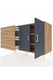 Kronos Konsol 2 Raflı 3 Çekmeceli 2 Kapaklı 176x59x99 Çam-Antrasit/Çam