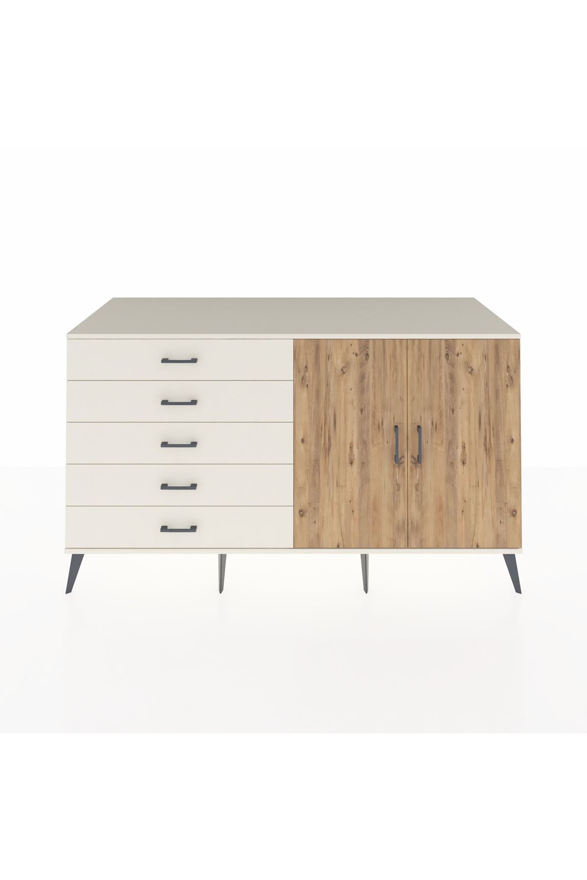 Kronos Konsol 2 Raflı 5 Çekmeceli 2 Kapaklı 176x59x99 Aytaşı-Çam/Aytaşı