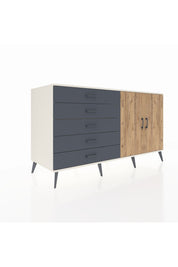 Kronos Konsol 2 Raflı 5 Çekmeceli 2 Kapaklı 176x59x99 Aytaşı-Çam/Antrasit