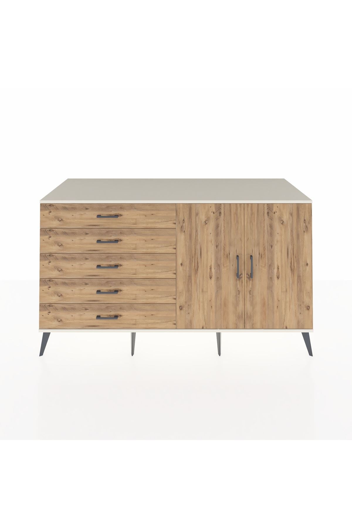 Kronos Konsol 2 Raflı 5 Çekmeceli 2 Kapaklı 176x59x99 Aytaşı-Çam