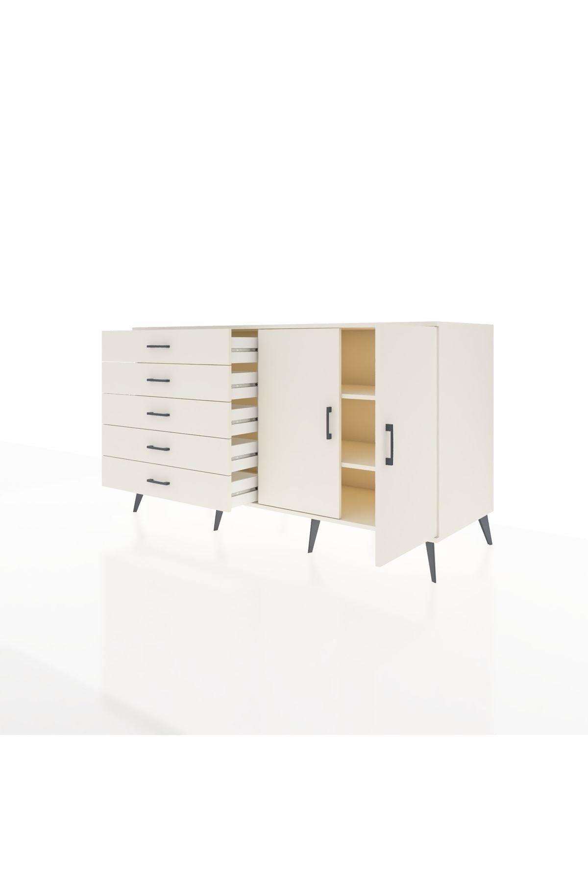 Kronos Konsol 2 Raflı 5 Çekmeceli 2 Kapaklı 176x59x99 Aytaşı-Aytaşı