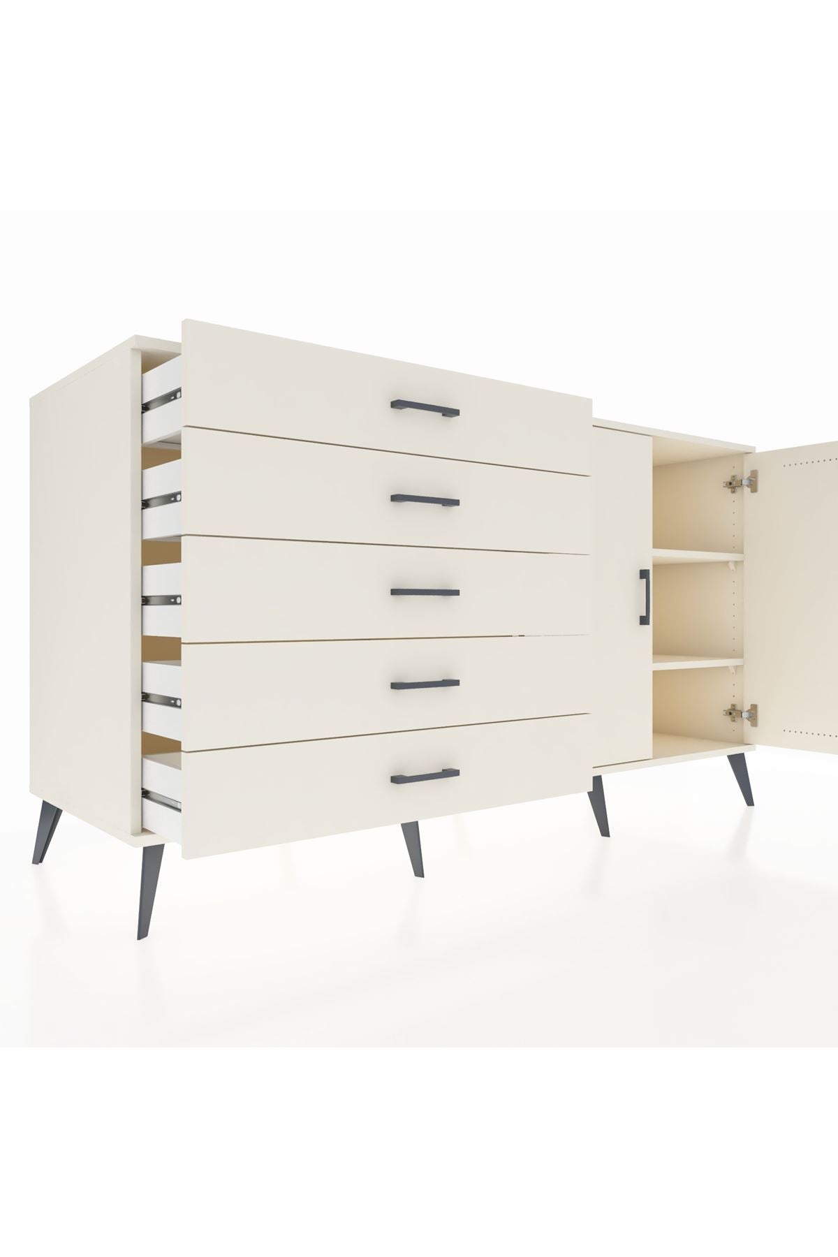 Kronos Konsol 2 Raflı 5 Çekmeceli 2 Kapaklı 176x59x99 Aytaşı-Aytaşı