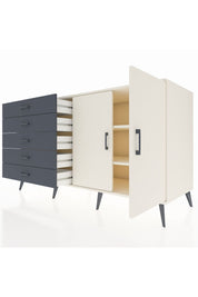 Kronos Konsol 2 Raflı 5 Çekmeceli 2 Kapaklı 176x59x99 Aytaşı-Aytaşı/Antrasit