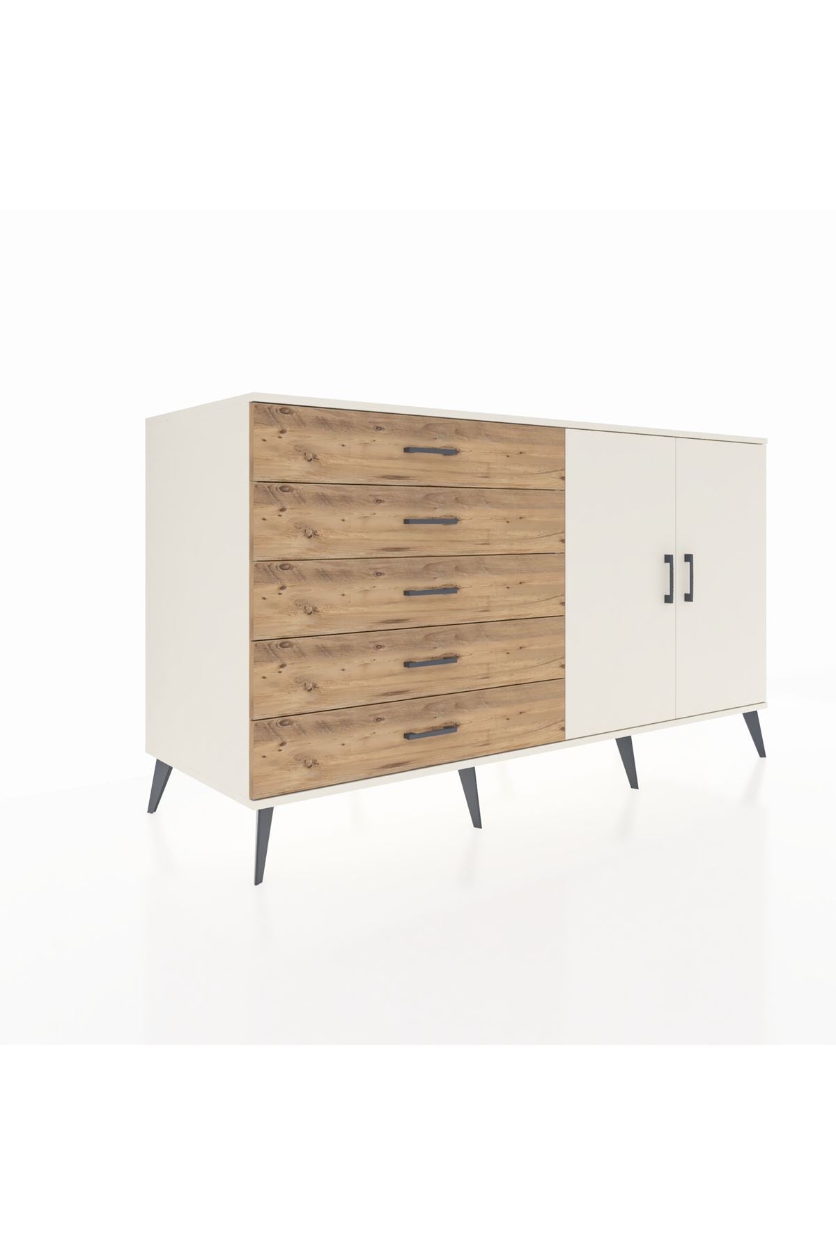 Kronos Konsol 2 Raflı 5 Çekmeceli 2 Kapaklı 176x59x99 Aytaşı-Aytaşı/Çam