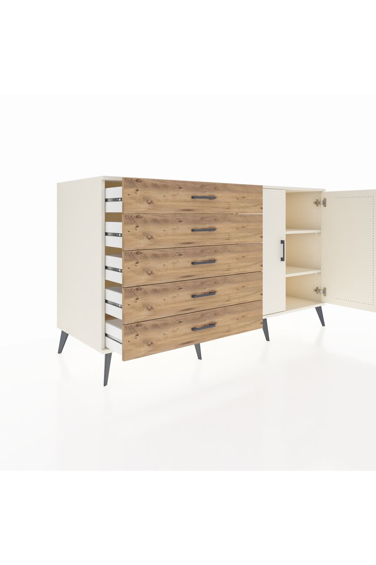 Kronos Konsol 2 Raflı 5 Çekmeceli 2 Kapaklı 176x59x99 Aytaşı-Aytaşı/Çam