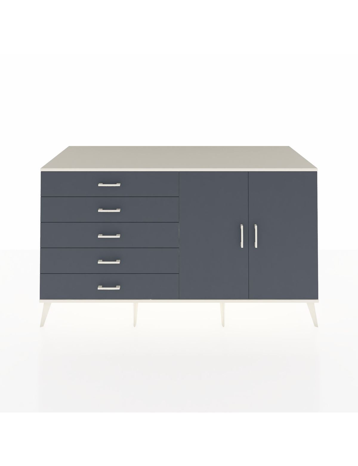 Kronos Konsol 2 Raflı 5 Çekmeceli 2 Kapaklı 176x59x99 Aytaşı-Antrasit