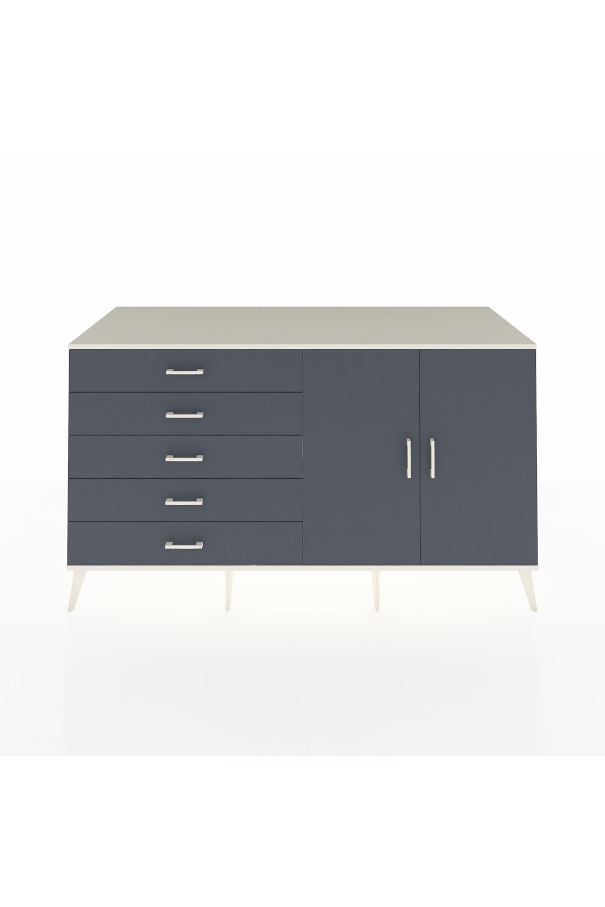 Kronos Konsol 2 Raflı 5 Çekmeceli 2 Kapaklı 176x59x99 Aytaşı-Antrasit