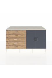 Kronos Konsol 2 Raflı 5 Çekmeceli 2 Kapaklı 176x59x99 Aytaşı-Antrasit/Çam