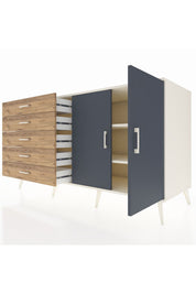 Kronos Konsol 2 Raflı 5 Çekmeceli 2 Kapaklı 176x59x99 Aytaşı-Antrasit/Çam