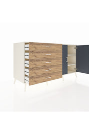 Kronos Konsol 2 Raflı 5 Çekmeceli 2 Kapaklı 176x59x99 Aytaşı-Antrasit/Çam