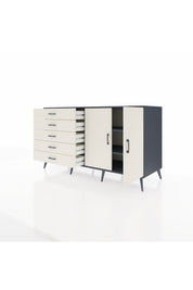 Kronos Konsol 2 Raflı 5 Çekmeceli 2 Kapaklı 176x59x99 Antrasit-Aytaşı