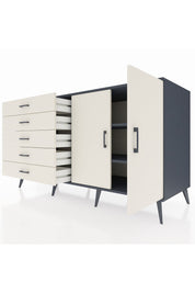 Kronos Konsol 2 Raflı 5 Çekmeceli 2 Kapaklı 176x59x99 Antrasit-Aytaşı