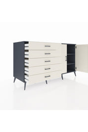 Kronos Konsol 2 Raflı 5 Çekmeceli 2 Kapaklı 176x59x99 Antrasit-Aytaşı