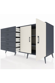 Kronos Konsol 2 Raflı 5 Çekmeceli 2 Kapaklı 176x59x99 Antrasit-Aytaşı/Antrasit