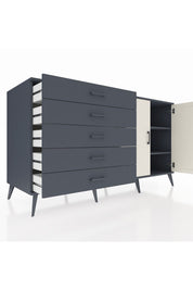 Kronos Konsol 2 Raflı 5 Çekmeceli 2 Kapaklı 176x59x99 Antrasit-Aytaşı/Antrasit