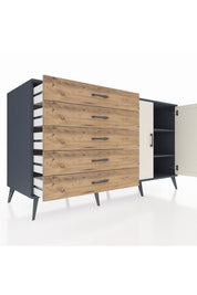 Kronos Konsol 2 Raflı 5 Çekmeceli 2 Kapaklı 176x59x99 Antrasit-Aytaşı/Çam