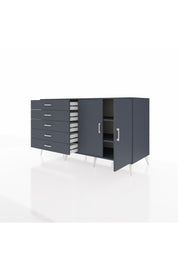 Kronos Konsol 2 Raflı 5 Çekmeceli 2 Kapaklı 176x59x99 Antrasit-Antrasit