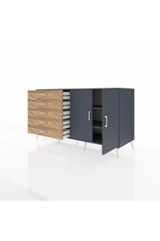 Kronos Konsol 2 Raflı 5 Çekmeceli 2 Kapaklı 176x59x99 Antrasit-Antrasit/Çam