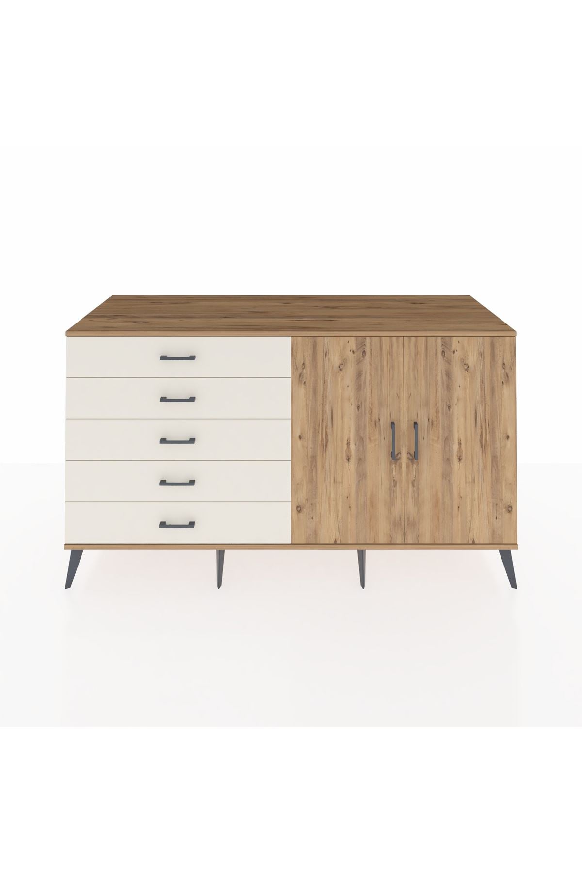 Kronos Konsol 2 Raflı 5 Çekmeceli 2 Kapaklı 176x59x99 Çam-Çam/Aytaşı