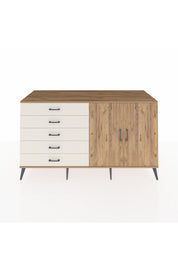 Kronos Konsol 2 Raflı 5 Çekmeceli 2 Kapaklı 176x59x99 Çam-Çam/Aytaşı