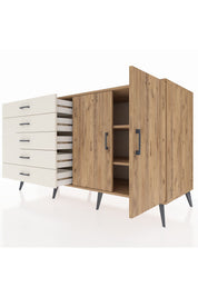 Kronos Konsol 2 Raflı 5 Çekmeceli 2 Kapaklı 176x59x99 Çam-Çam/Aytaşı