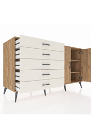 Kronos Konsol 2 Raflı 5 Çekmeceli 2 Kapaklı 176x59x99 Çam-Çam/Aytaşı