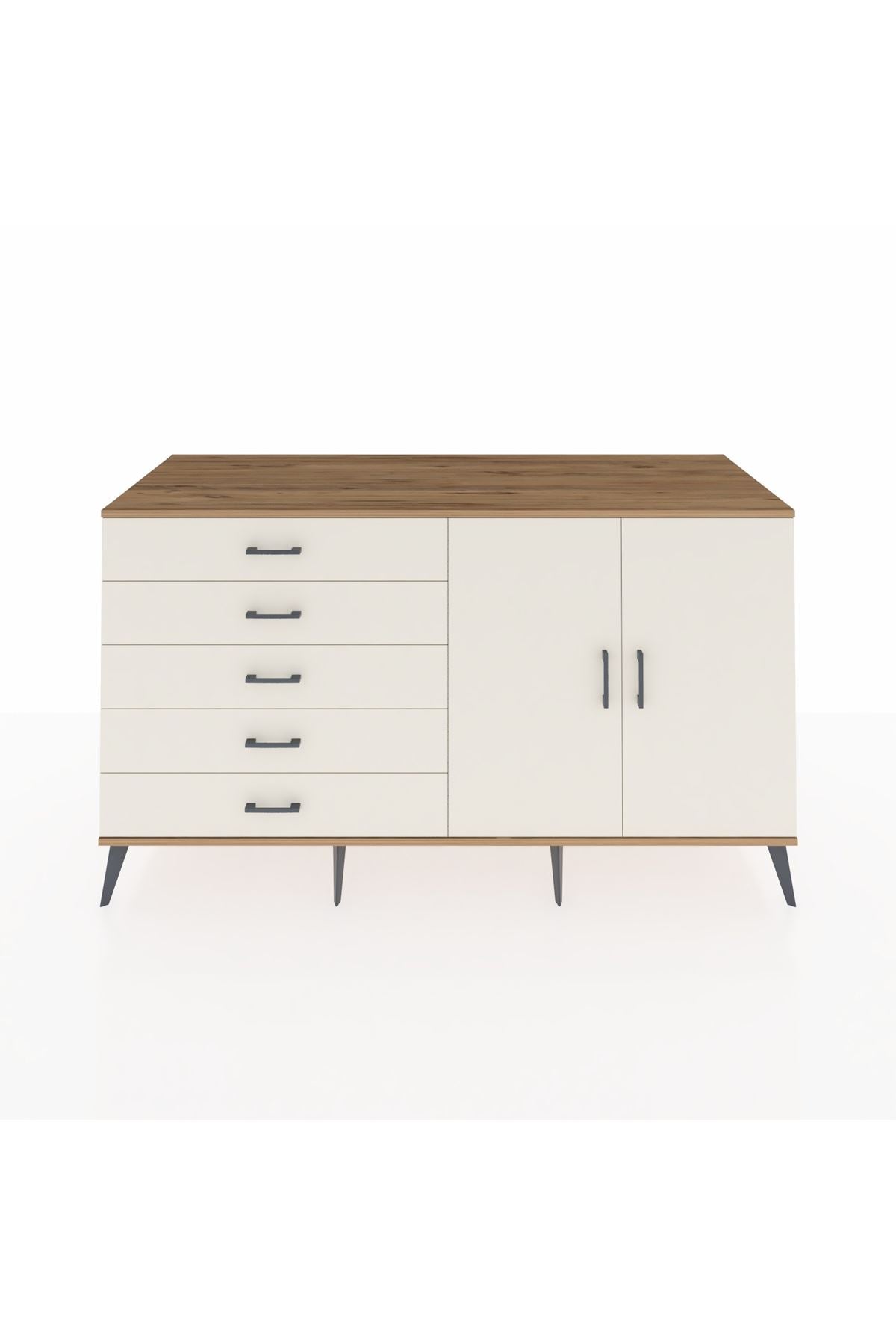 Kronos Konsol 2 Raflı 5 Çekmeceli 2 Kapaklı 176x59x99 Çam-Aytaşı