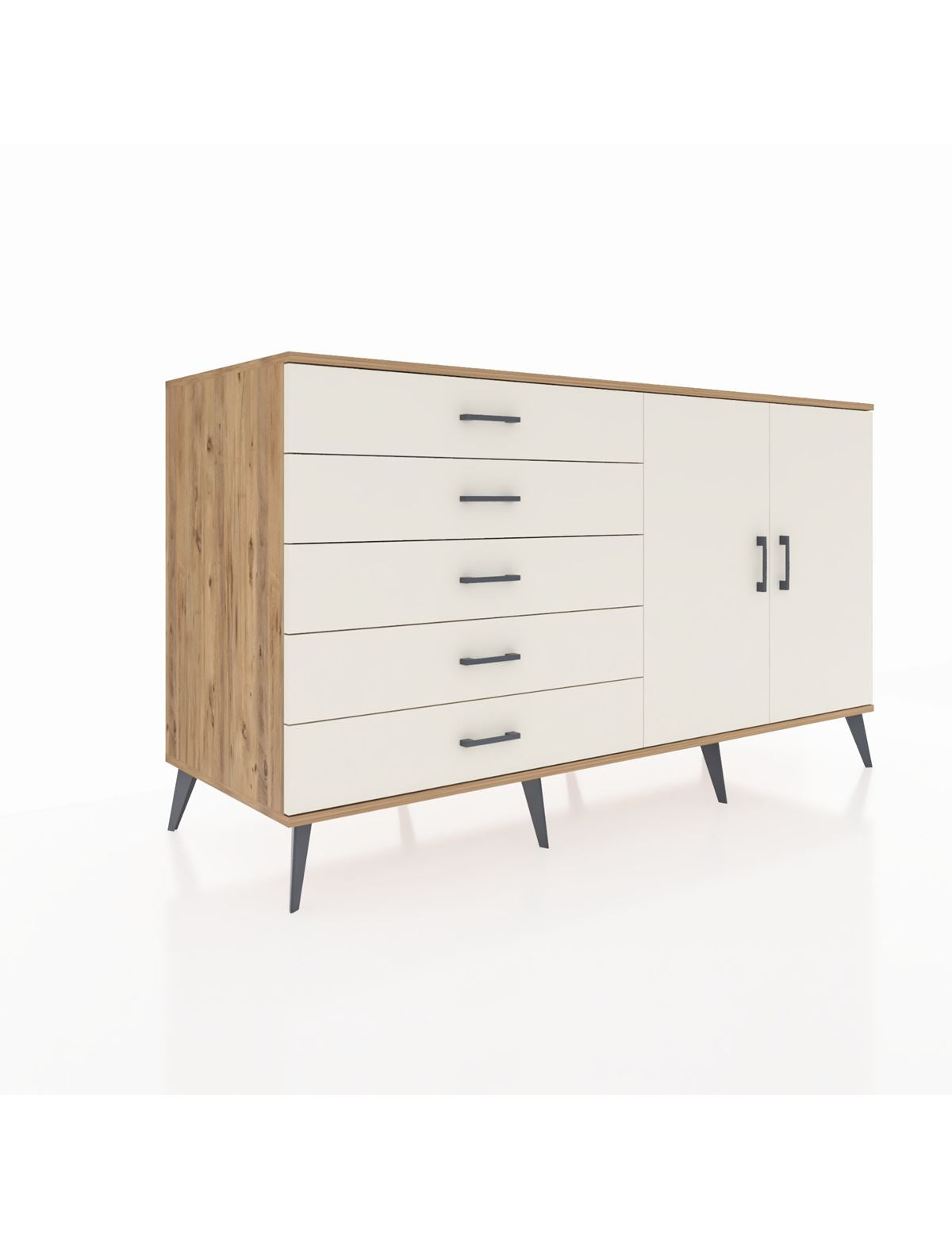 Kronos Konsol 2 Raflı 5 Çekmeceli 2 Kapaklı 176x59x99 Çam-Aytaşı