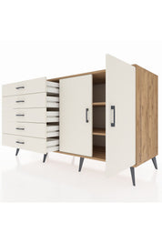 Kronos Konsol 2 Raflı 5 Çekmeceli 2 Kapaklı 176x59x99 Çam-Aytaşı