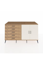 Kronos Konsol 2 Raflı 5 Çekmeceli 2 Kapaklı 176x59x99 Çam-Aytaşı/Çam