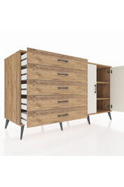 Kronos Konsol 2 Raflı 5 Çekmeceli 2 Kapaklı 176x59x99 Çam-Aytaşı/Çam