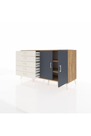 Kronos Konsol 2 Raflı 5 Çekmeceli 2 Kapaklı 176x59x99 Çam-Antrasit/Aytaşı