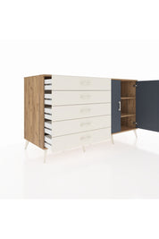 Kronos Konsol 2 Raflı 5 Çekmeceli 2 Kapaklı 176x59x99 Çam-Antrasit/Aytaşı