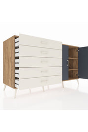 Kronos Konsol 2 Raflı 5 Çekmeceli 2 Kapaklı 176x59x99 Çam-Antrasit/Aytaşı