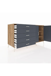 Kronos Konsol 2 Raflı 5 Çekmeceli 2 Kapaklı 176x59x99 Çam-Antrasit