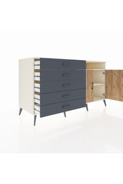 Kronos Konsol 2 Raflı 5 Çekmeceli 2 Kapaklı 176x59x99 Aytaşı-Çam/Antrasit