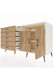 Kronos Konsol 2 Raflı 5 Çekmeceli 2 Kapaklı 176x59x99 Aytaşı-Çam