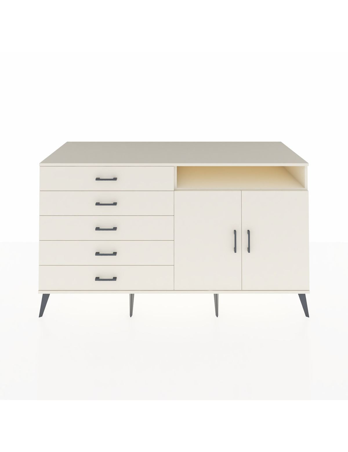 Kronos Konsol 2 Raflı 5 Çekmeceli 2 Kapaklı 176x59x99 Aytaşı-Aytaşı