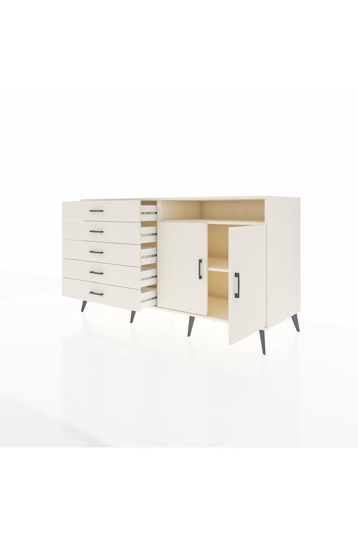 Kronos Konsol 2 Raflı 5 Çekmeceli 2 Kapaklı 176x59x99 Aytaşı-Aytaşı