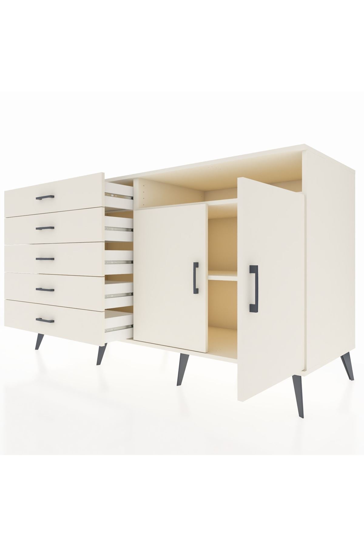 Kronos Konsol 2 Raflı 5 Çekmeceli 2 Kapaklı 176x59x99 Aytaşı-Aytaşı