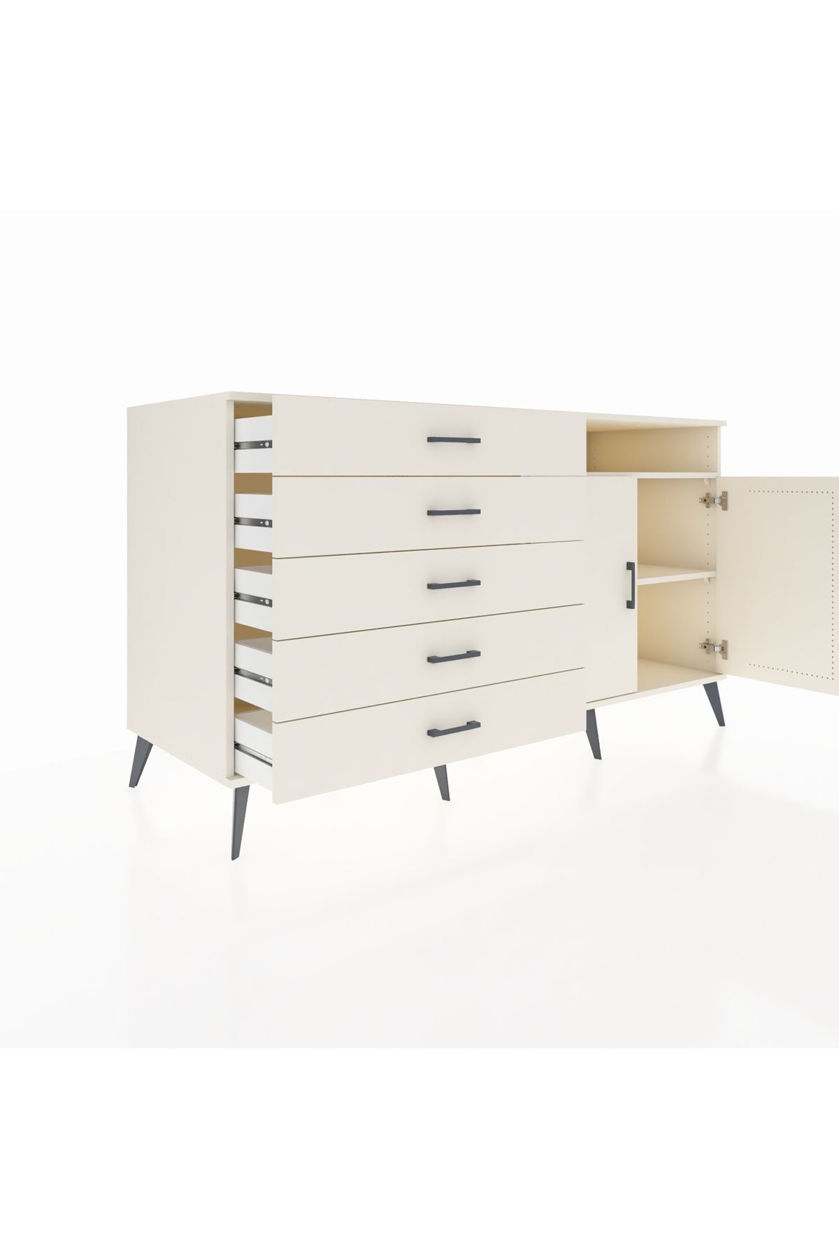 Kronos Konsol 2 Raflı 5 Çekmeceli 2 Kapaklı 176x59x99 Aytaşı-Aytaşı