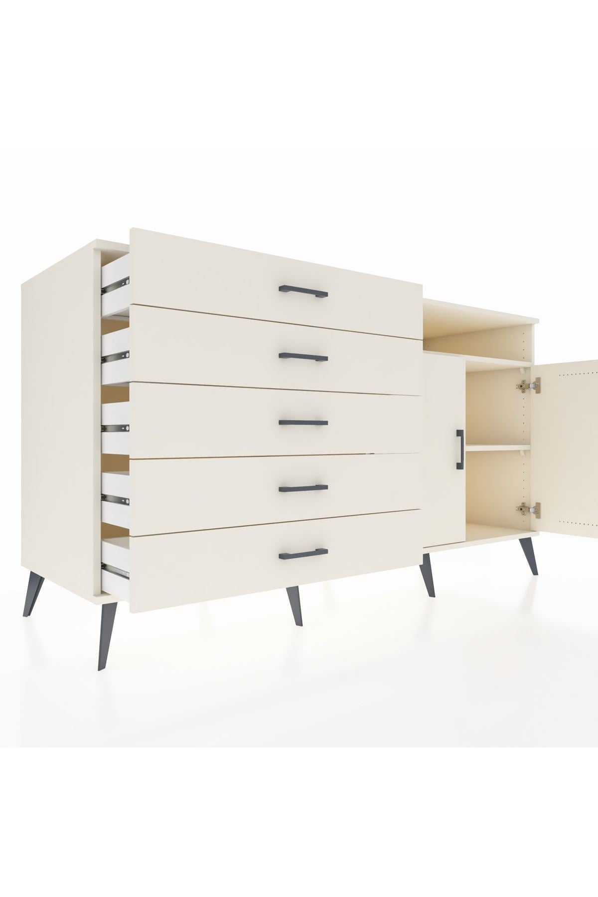 Kronos Konsol 2 Raflı 5 Çekmeceli 2 Kapaklı 176x59x99 Aytaşı-Aytaşı