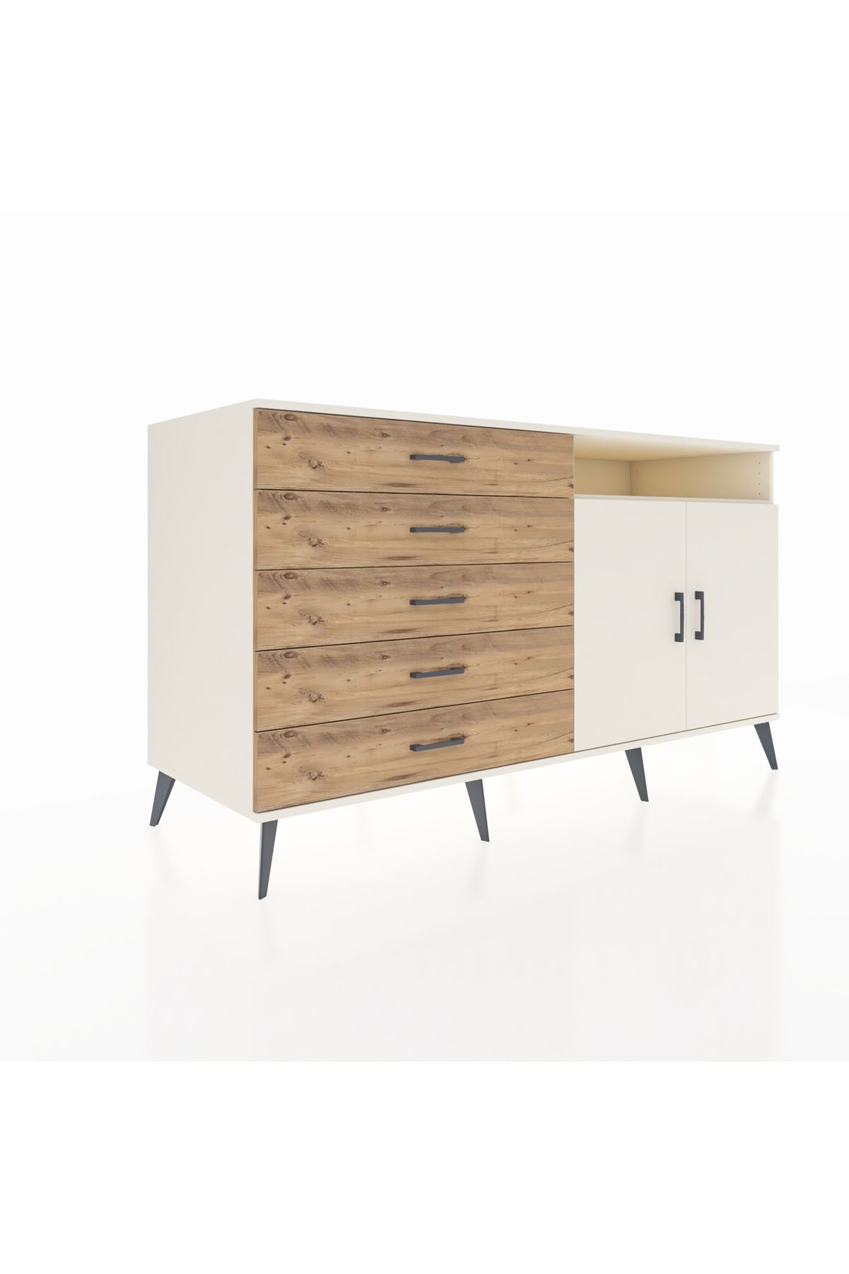 Kronos Konsol 2 Raflı 5 Çekmeceli 2 Kapaklı 176x59x99 Aytaşı-Aytaşı/Çam