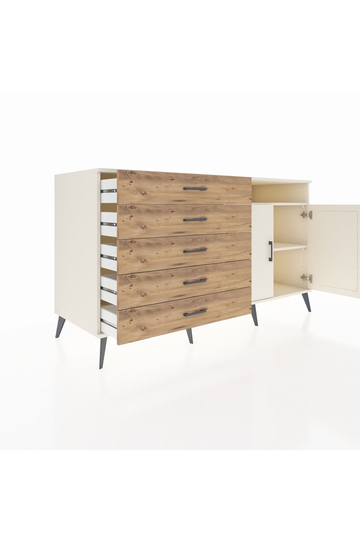 Kronos Konsol 2 Raflı 5 Çekmeceli 2 Kapaklı 176x59x99 Aytaşı-Aytaşı/Çam