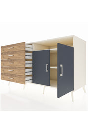 Kronos Konsol 2 Raflı 5 Çekmeceli 2 Kapaklı 176x59x99 Aytaşı-Antrasit/Çam