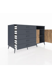 Kronos Konsol 2 Raflı 5 Çekmeceli 2 Kapaklı 176x59x99 Antrasit-Çam/Antrasit