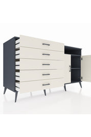 Kronos Konsol 2 Raflı 5 Çekmeceli 2 Kapaklı 176x59x99 Antrasit-Aytaşı